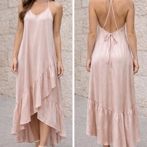 Chic Blush Halter Maxi Dress